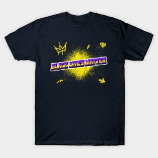 Black Lives Matter Purple and Yellow Spray Paint T-Shirt